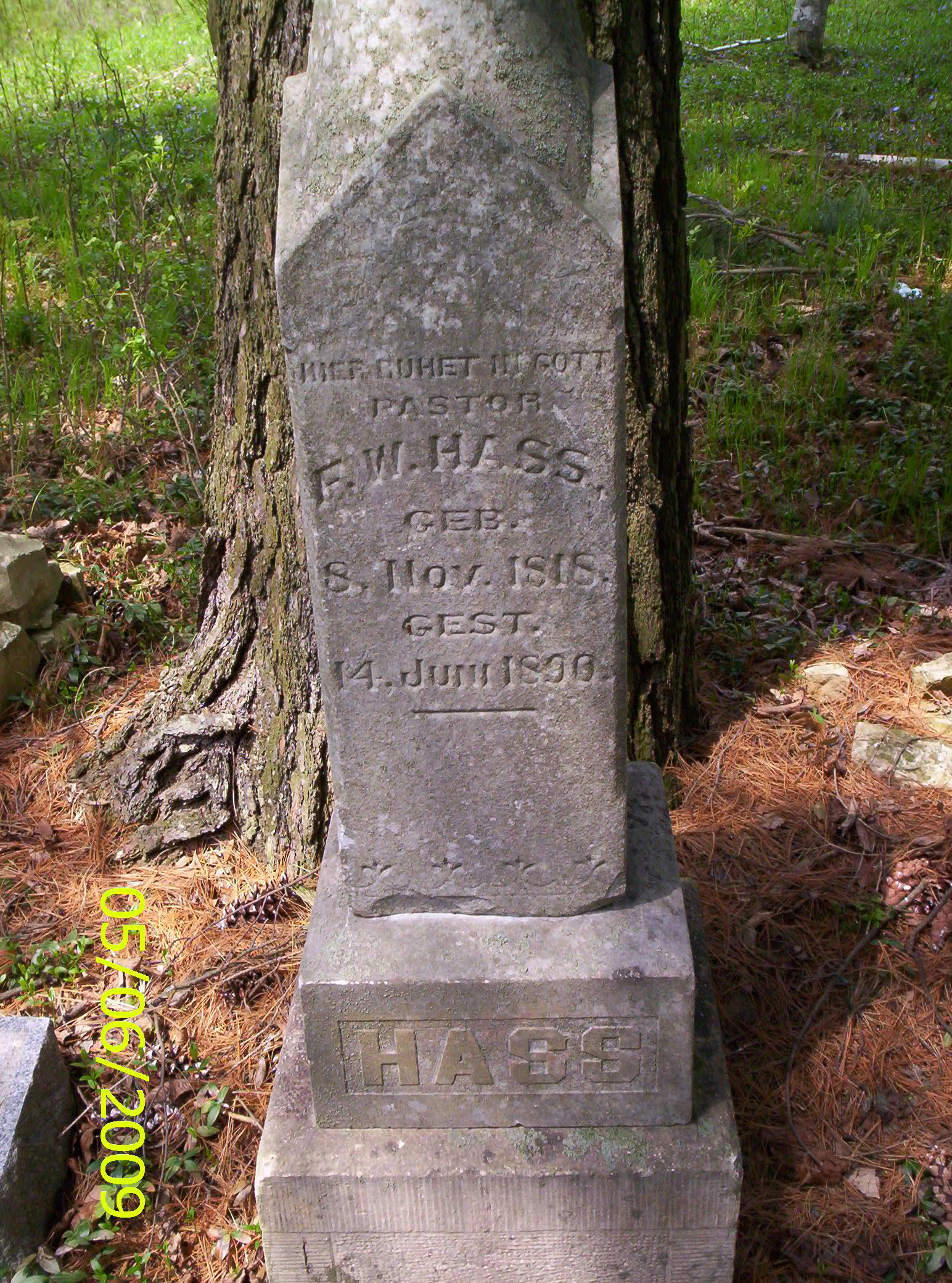 Tombstone at Hass Family Cemetery