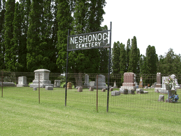 Neshonoc Cemetery entrance from Hwy. 108, summer 2000