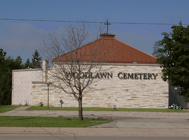 Woodlawn Cemetery Mausoleum from Mormon Coulee Road, June 2000