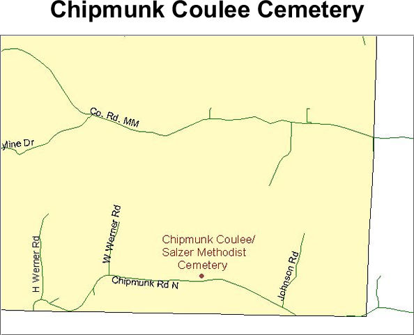 Map to Chipmunk Coulee/Salzer German Methodist Church Cemetery