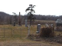 Free Thinkers Cemetery is located in an otherwise empty area just to the south of this cemetery, Old St. John's Lutheran Church Cemetery. This view is looking northeast from Hwy. M, March 2000