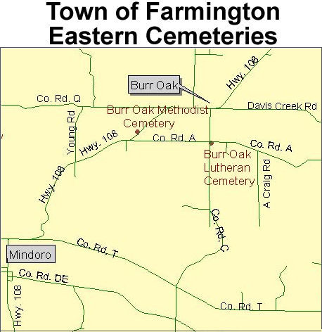 Map to cemeteries in eastern town of Farmington